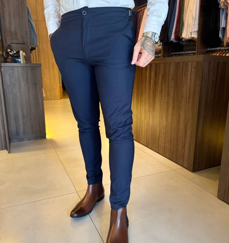 Garbin Group Store - Calça Alfaiataria Social com Elastano e Ajuste - Calling - Marinho