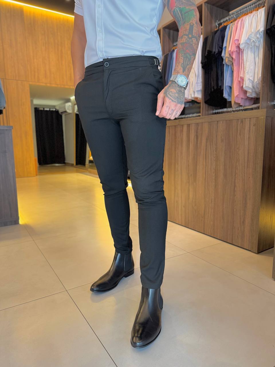 Garbin Group Store - Calça Alfaiataria Social com Elastano e Ajuste - Calling - Preta