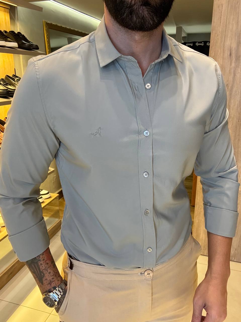 Garbin Group Store - Camisa M/L Tec. Impermeável - Per Porchi - Cinza
