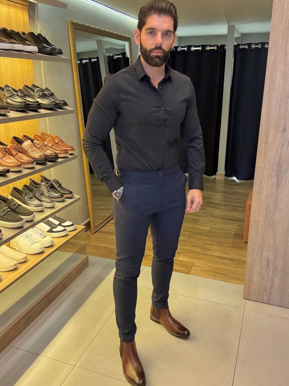 Garbin Group Store - Camisa M/L Tec. Impermeável - Per Porchi - Preta