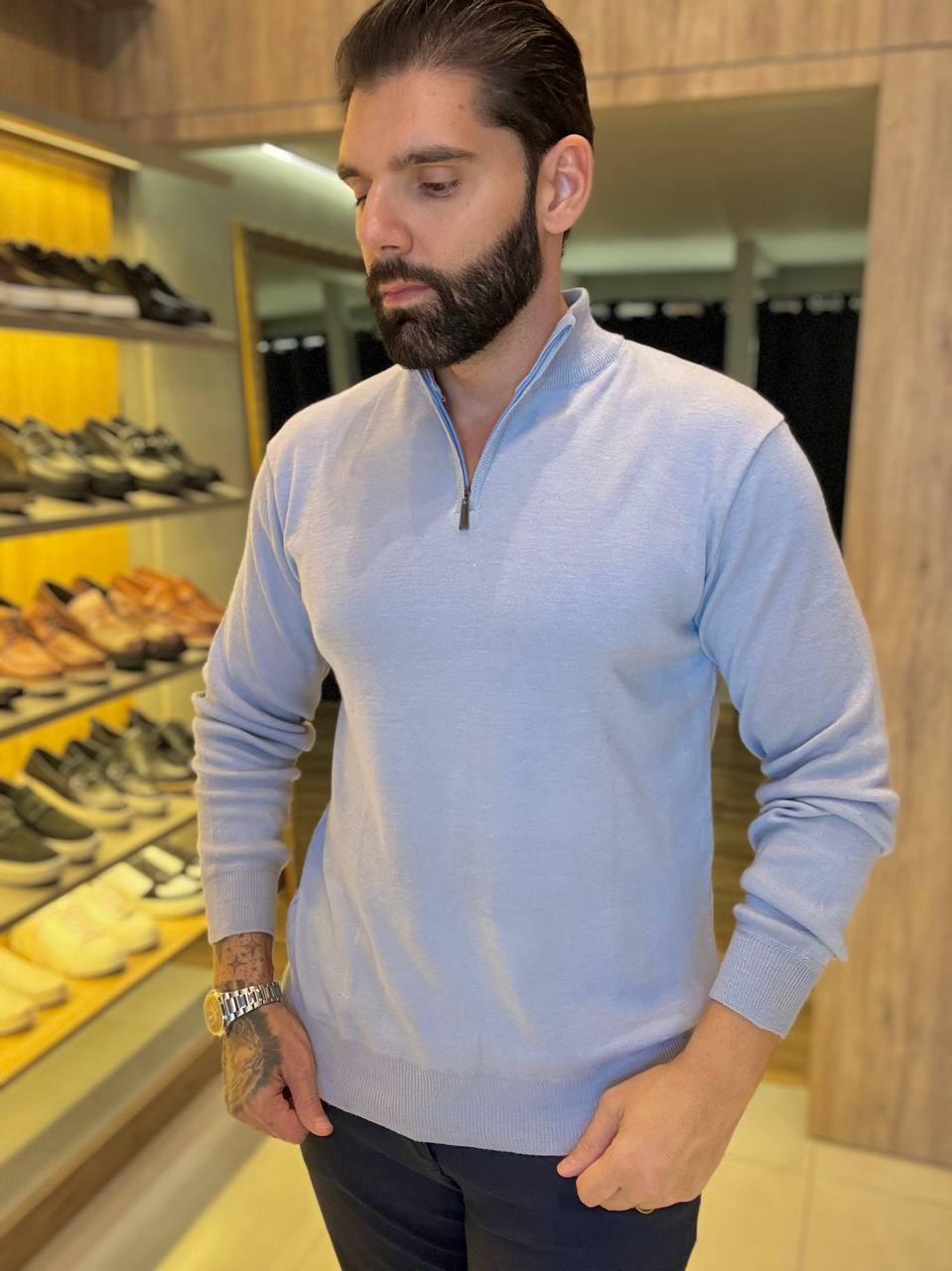 Garbin Group Store - Sueter Ziper Zaffera - Cinza