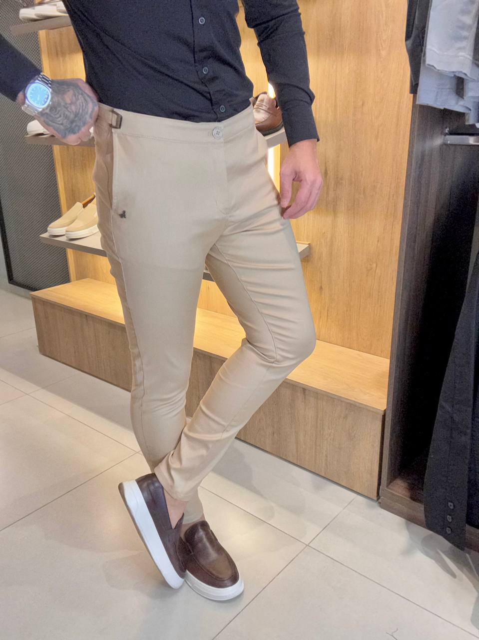 Garbin Group Store - Calça Alf. Acet. S.Ski. C/Ajus.- PerPochi - Bege