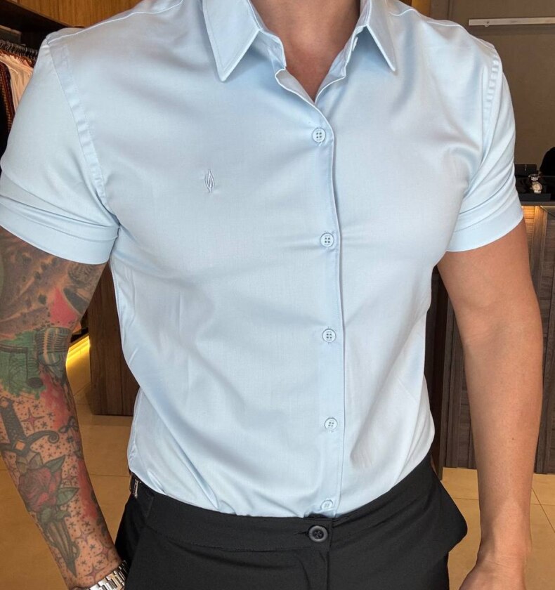 Garbin Group Store - Camisa M/C Fibra/Bambu Social  - Zikani Azul Beê