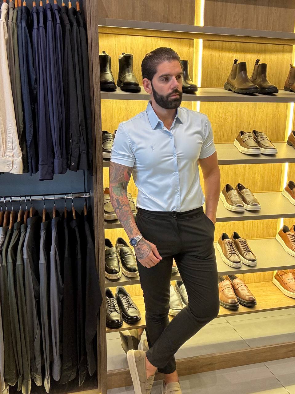 Garbin Group Store - Camisa M/C Fibra/Bambu Social  - Zikani Azul Beê