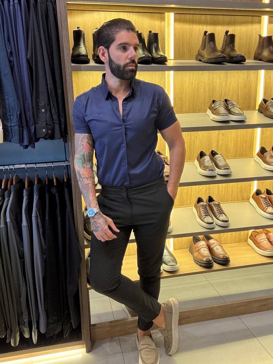 Garbin Group Store - Camisa M/C Fibra/Bambu Social -Zikani - Dark Blue