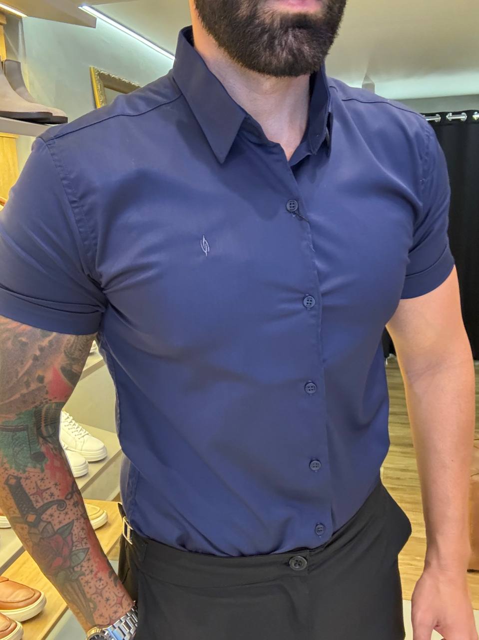Garbin Group Store - Camisa M/C Fibra/Bambu Social -Zikani - Dark Blue