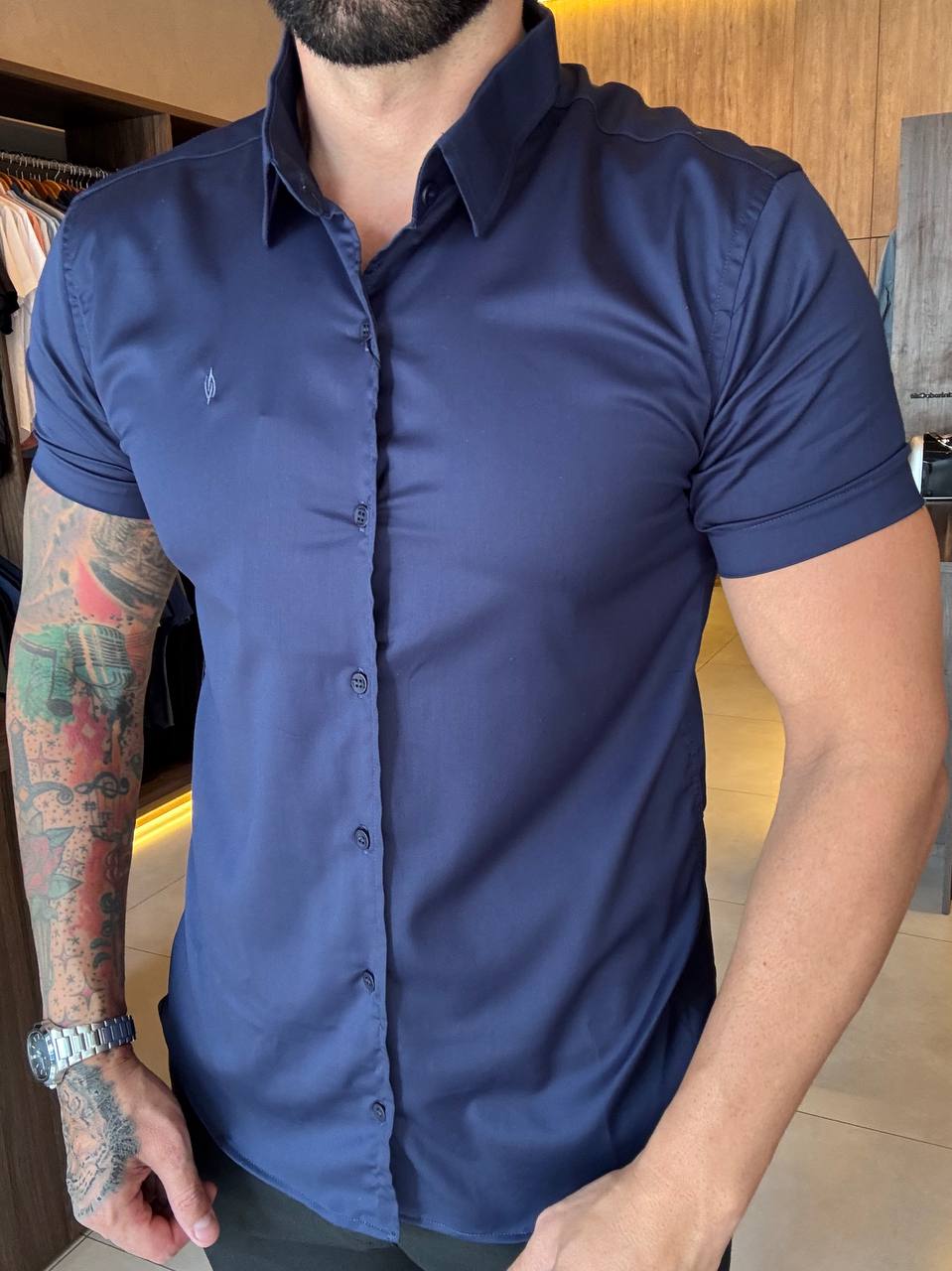 Garbin Group Store - Camisa M/C Fibra/Bambu Social -Zikani - Dark Blue