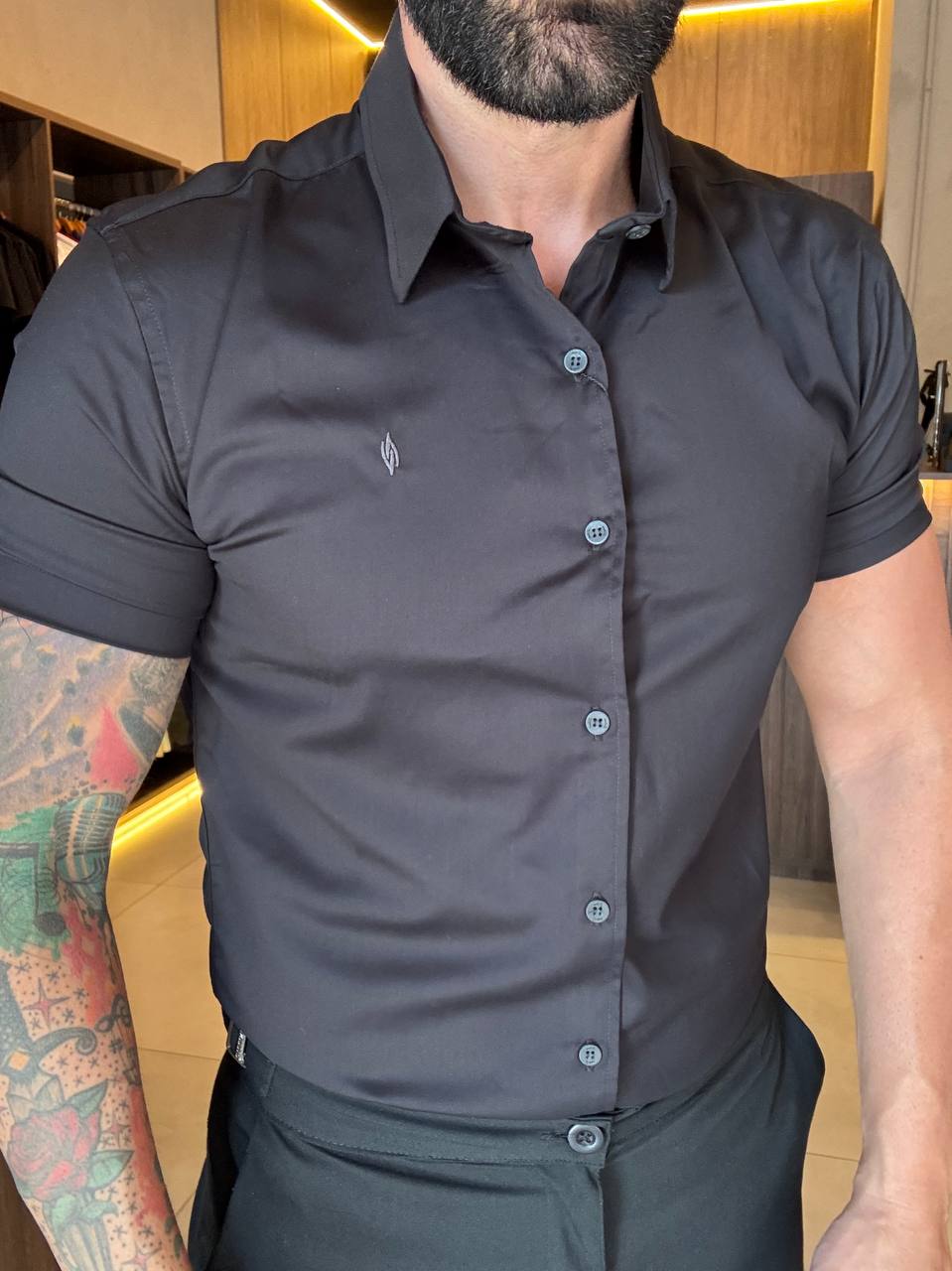 Garbin Group Store - Camisa M/C Fibra/Bambu Social  - Zikani Preta