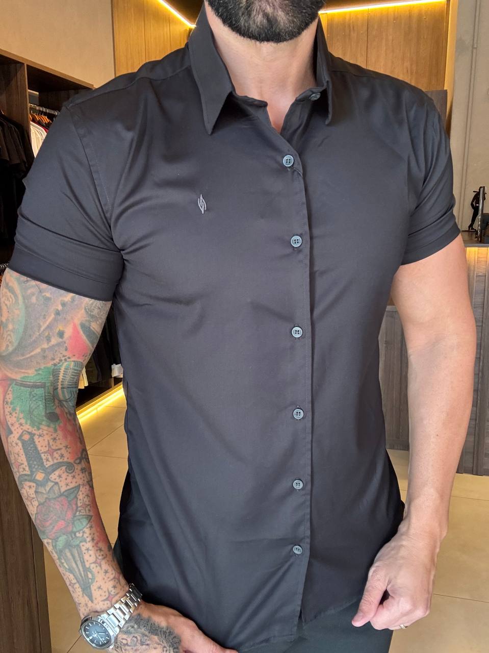 Garbin Group Store - Camisa M/C Fibra/Bambu Social  - Zikani Preta