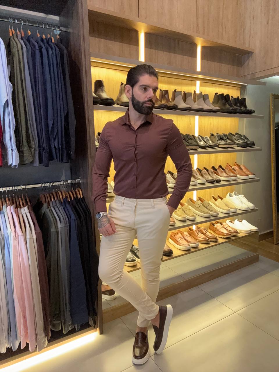 Garbin Group Store - Camisa M/L Fibra de Bambu  Zikani - Marrom