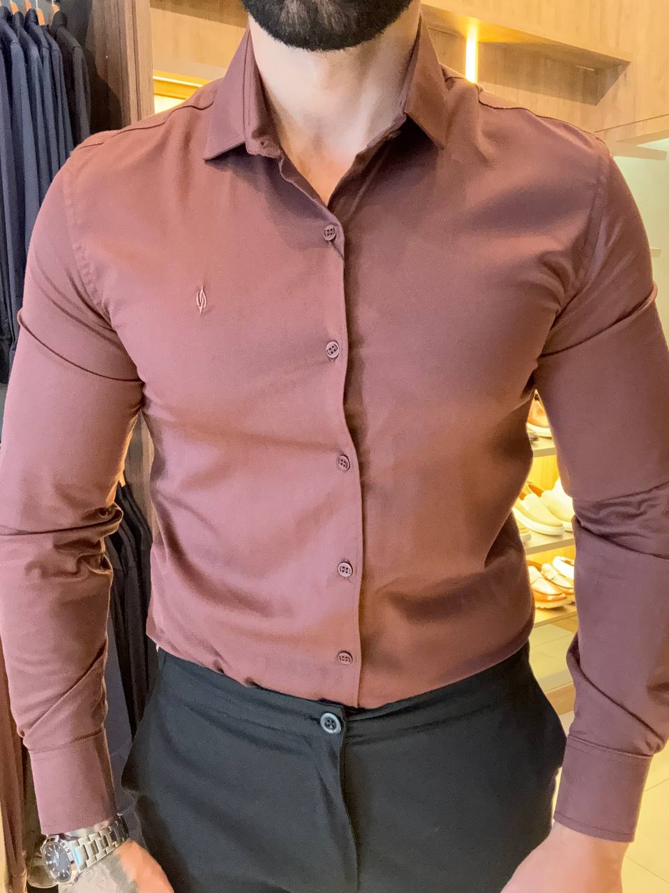 Garbin Group Store - Camisa M/L Fibra de Bambu  Zikani - Marrom