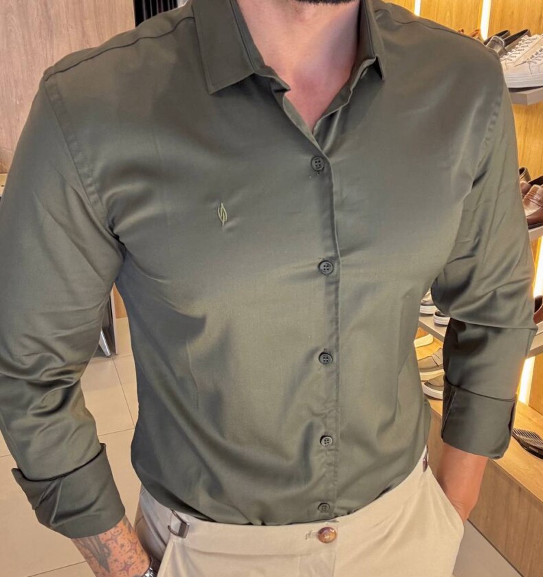 Garbin Group Store - Camisa M/L Fibra de Bambu  Zikani - Verde Militar