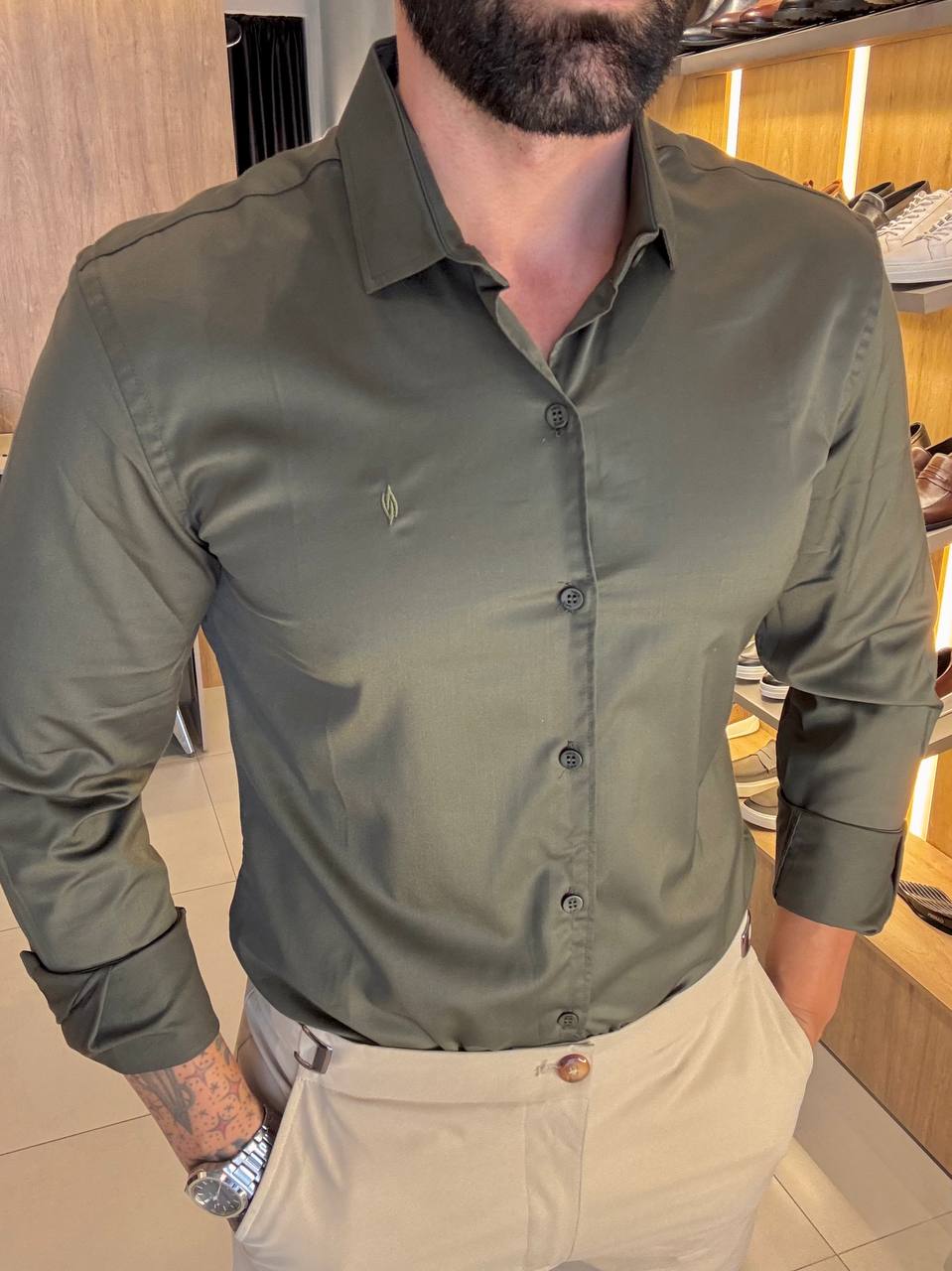Garbin Group Store - Camisa M/L Fibra de Bambu  Zikani - Verde Militar