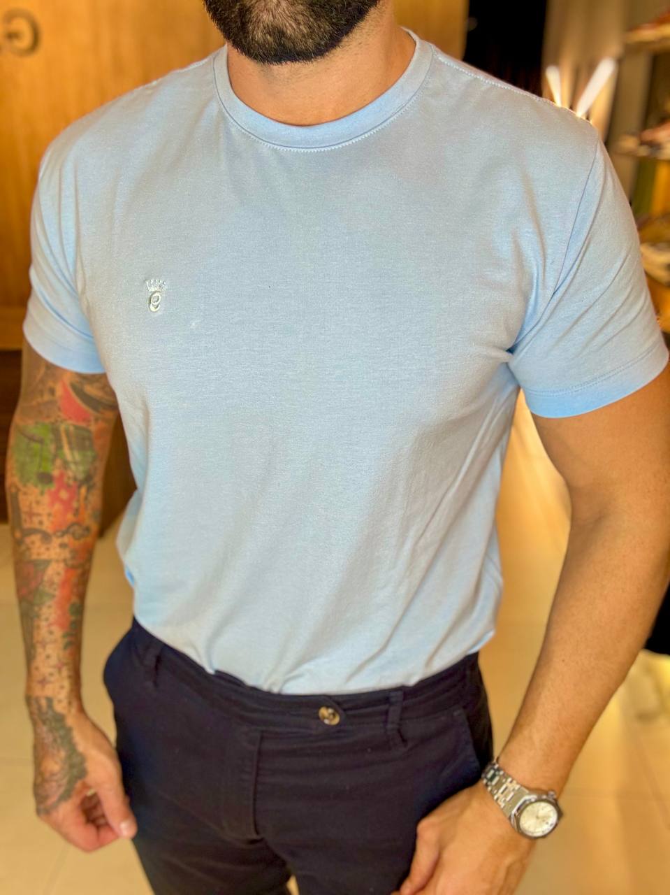 Garbin Group Store - Camiseta Basic G.Careca PerC/Elast.Garbin AzulBebê
