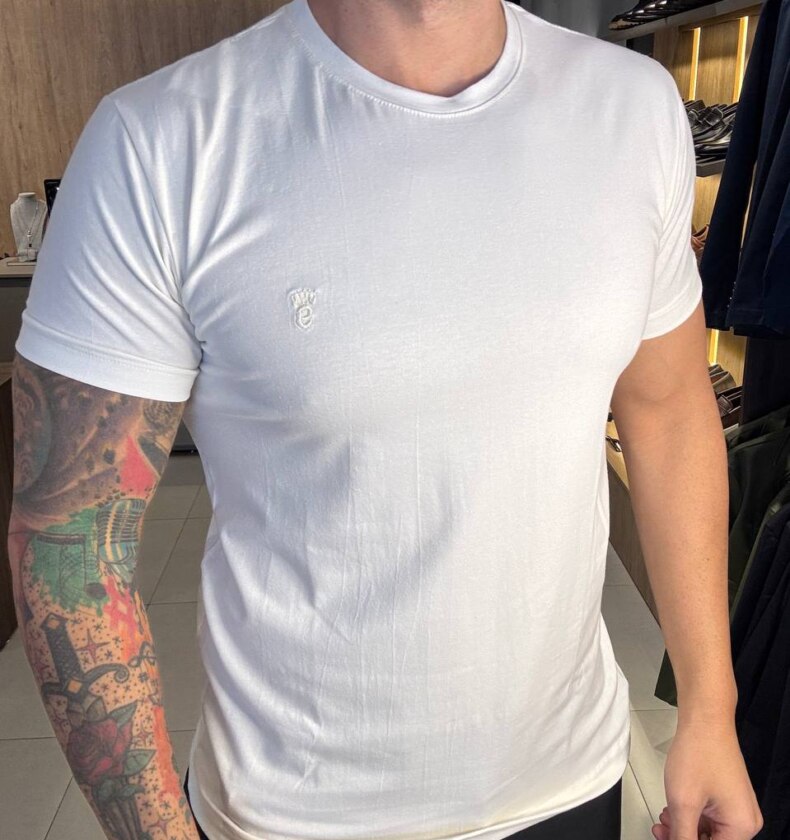 Garbin Group Store - Camiseta Basica G.Careca Com Elast. Garbin Branca