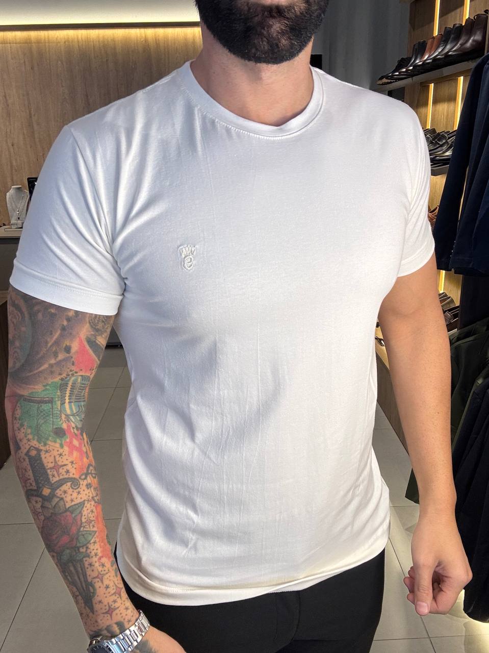 Garbin Group Store - Camiseta Basica G.Careca Com Elast. Garbin Branca