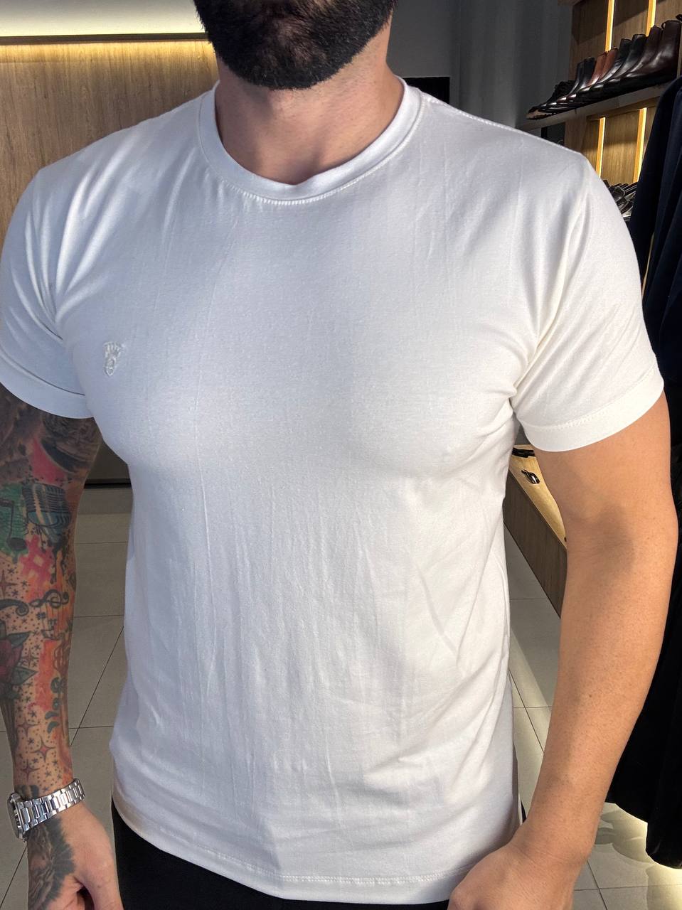 Garbin Group Store - Camiseta Basica G.Careca Com Elast. Garbin Branca