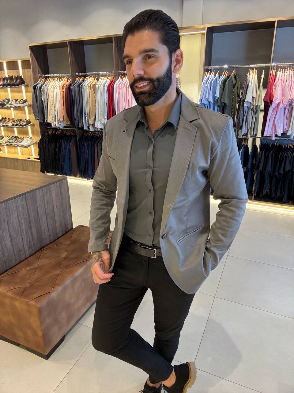 Garbin Group Store - Blazer Aceti.C/Forro Elast. Per Pochi - Chumbo