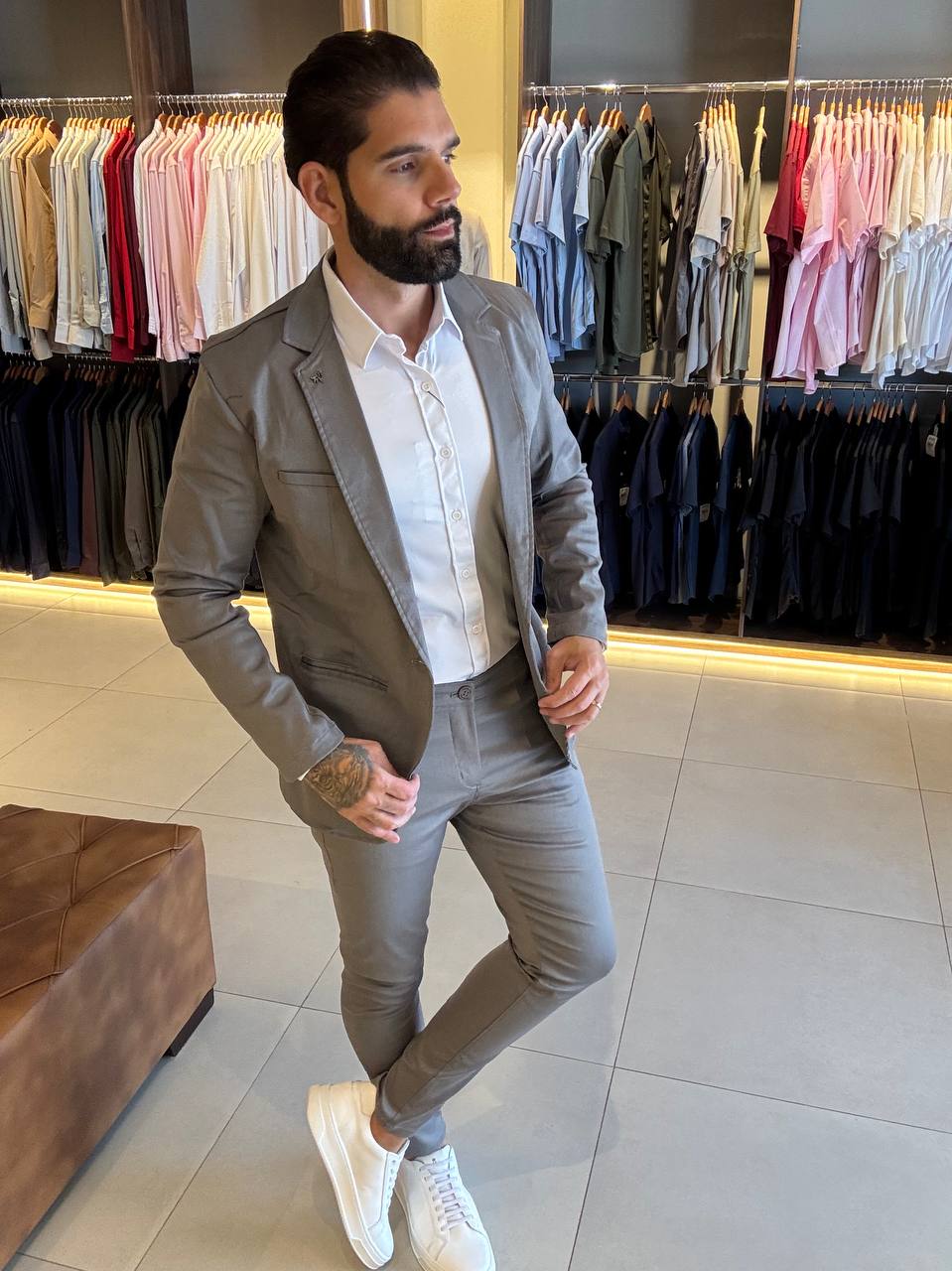 Garbin Group Store - Blazer Aceti.C/Forro Elast. Per Pochi - Chumbo